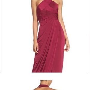 Elegant Halter Neck Dress in Rich Burgundy
